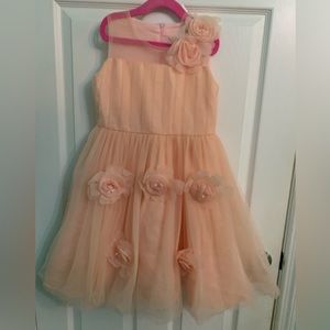Trish Scully Peach Fancy Party dress with Flower Apliques. Size 8